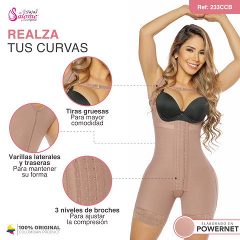Salome 233-CCB | Fajas Colombianas Levanta Cola Modeadoras a Media Pierna con Busto Abierto