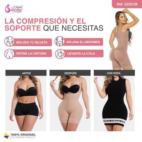 Salome 233-CCB | Fajas Colombianas Levanta Cola Modeadoras a Media Pierna con Busto Abierto