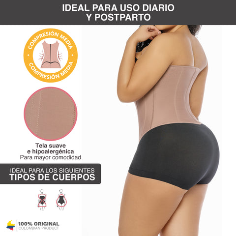 Salome 315-1-CCB | Cinturilla Moldeadora Faja Colombiana con Control Abdominal con Broches