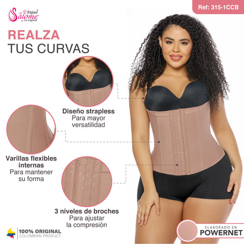 Salome 315-1-CCB | Cinturilla Moldeadora Faja Colombiana con Control Abdominal con Broches