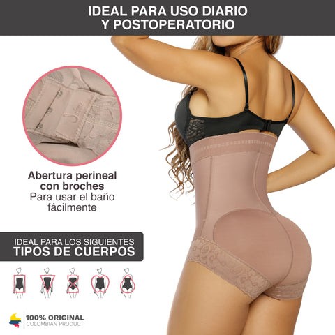 Salome 412-CCB | Panty Moldeadora y Reductora Fajas Colombiana con Tiro Alto con Control Abdominal