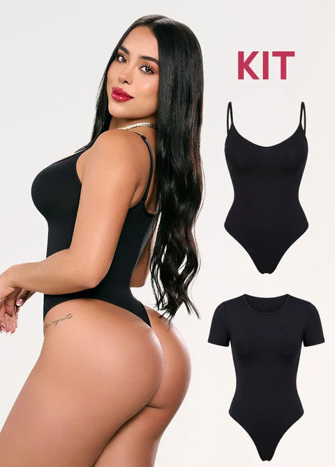 Set de 2 Bodys: Tanga sin Costuras más Body de Manga Corta | Salome 7001 + 01L5