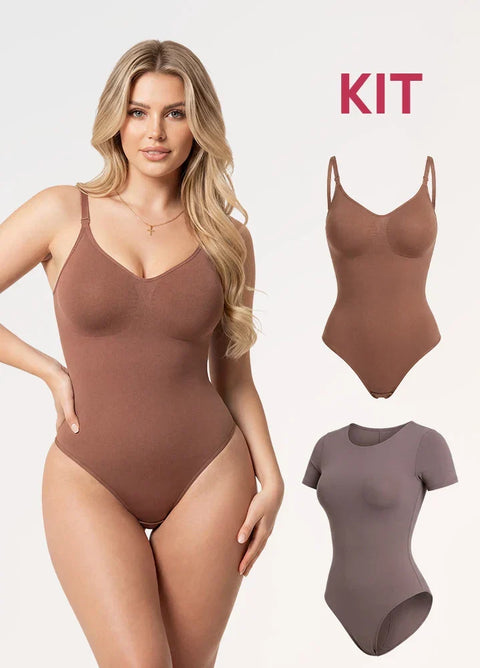 Set de 2 Bodys: Tanga sin Costuras más Body de Manga Corta | Salome 7001 + 01L5