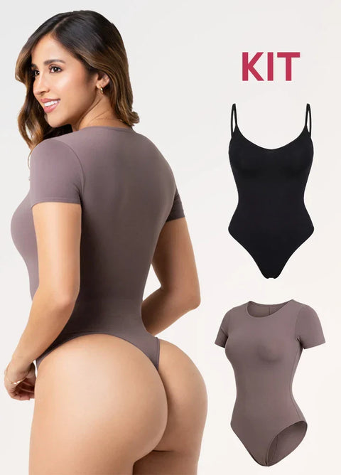 Set de 2 Bodys: Tanga sin Costuras más Body de Manga Corta | Salome 7001 + 01L5