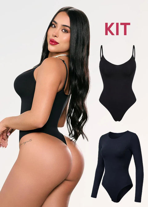 Set de 2 Bodys: Tanga sin Costuras más Body de Manga Larga | Salome 7001 + 03L5
