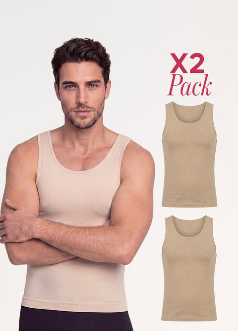 Paquete de 2 Camisetas de Control para Hombre, Abdomen y Espalda | Salome SEM-123 2 Pack