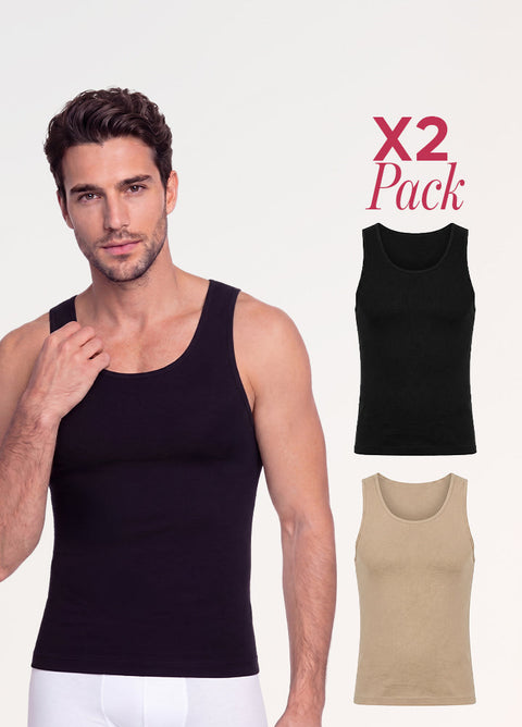 Paquete de 2 Camisetas de Control para Hombre, Abdomen y Espalda | Salome SEM-123 2 Pack