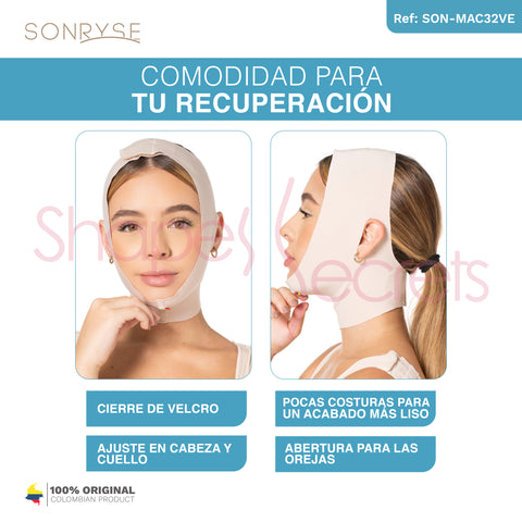 Sonryre MAC32VE Mentonera Facial Postquirúrgica para Papada Post Operatoria Bichetomia Lipopapada