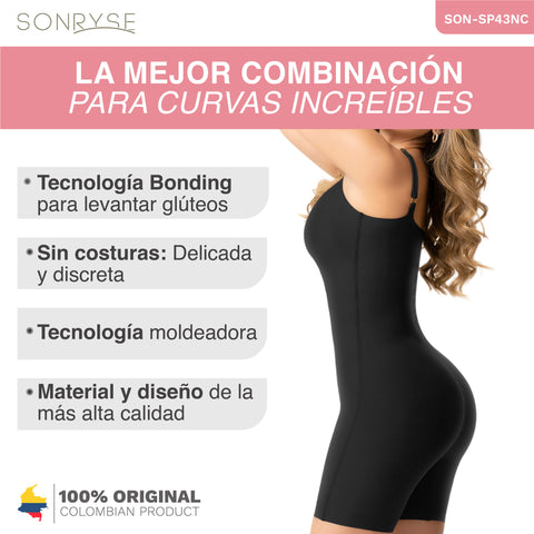 Sonryse SP43NC Fajas Colombianas Sin Costuras Levanta Glúteos con Control Abdominal tipo Jumpsuit