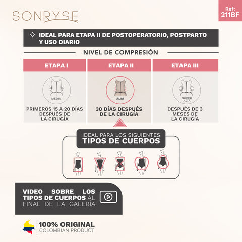 Sonryse 211BF Fajas Colombianas Postparto y Levanta Cola de Uso Diario