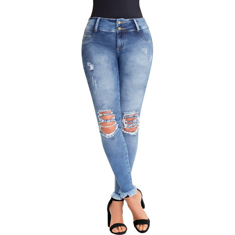 Lowla 219936 Jeans Colombianos Rasgados Levanta Cola para Mujer