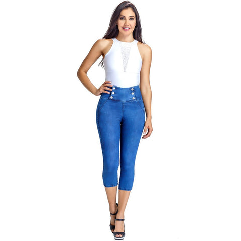 LOWLA 239257 Pantalones Colombianos Tipo Capri Levanta Pompas con Faja