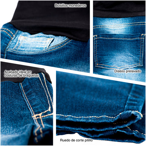 LOWLA M219898 Pantalones Jeans Colombianos Cintura Alta Fajón Materno