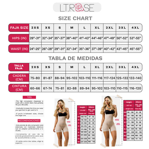 LT. Rose 20831 Bodysuit Manga Largas con Control Abdominal para Mujer