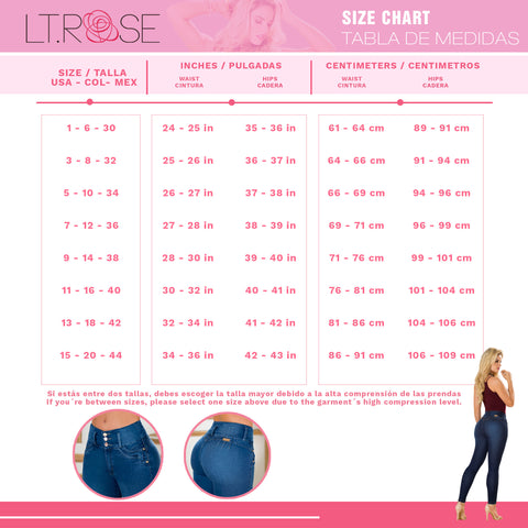 LT. Rose CS3B02 Pantalón Colombiano Tiro Medio Levanta Pompis