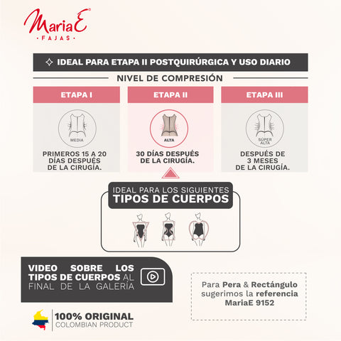 MariaE 9182 Fajas Colombianas Postquirúrgicas y Uso Diario con Broches
