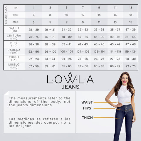 LOWLA 218300 Jeans Colombianos Levanta Cola Tiro Alto con Faja Interna